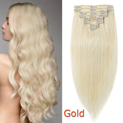 

100 Human Hair Real Thick Women Girls Long Straight Full Head Hair Extension Clip In Hair Extension
