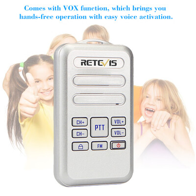 

Retevis RT20 Mini 2W FM Radio Two-way Handheld Intercom Rechargeable Walkie Talkie UHF 400-470MHz 16 Channels VOX PTT Civilian Lic
