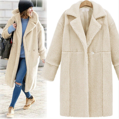 

Europe&the United States 2018 autumn&winter new womens cashmere long-sleeved solid color long coat wool coat