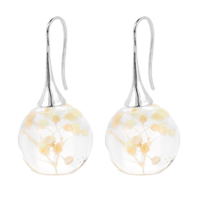 

Luminous Dried Flower Round Drop Pendant Hook Earrings Women Party Jewelry Gift