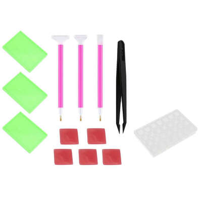 

12pcs DIY Rhinestone Painting Set with 28 Grids Jewelry Storage Case Cross Stitch Tools Small Parts Box