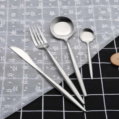 

Siaonvr Portugal Style Stainless Flatware Fork Spoon Cutlery Tableware 4 Pcs Sets