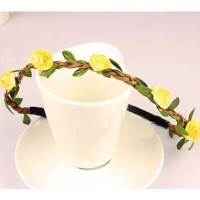 

Boho Fabric Festival Wedding Party Garland Forehead Hair Women Flower Head Band