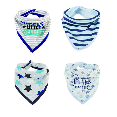

4PCS Baby Triangle Saliva Baby Bibs Reusable Washable Cotton Baby Burp Cloths Print Cartoon Baby Bib Adjustable