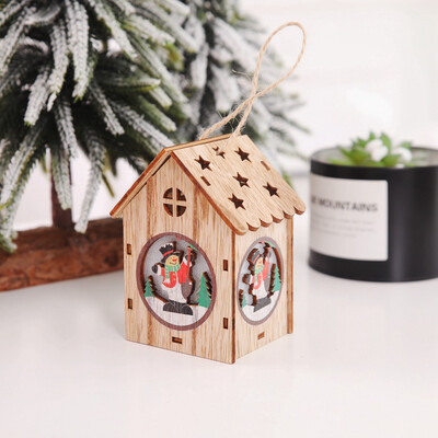 

Siaonvr Christmas Decoration Luminous Wooden House Christmas Tree Ornaments DIY Gift