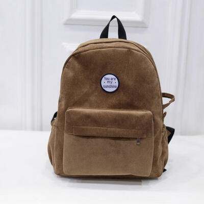 

Vintage Corduroy Backpack For Women Pure Color Casual Shoulder Bag Handbag For Girls