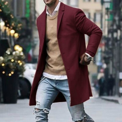 

Men Long Sleeve Lapel Collar Coat Solid Casual Cardigan Button Down Work Blazer