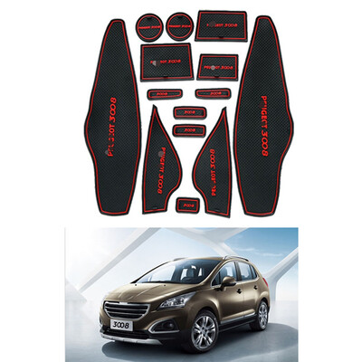 

14pcsset Car Door Slots Pad Gate Armrest Storage Grooves Mat Replacement For Peugeot 3008