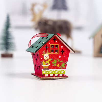

Siaonvr LED Light Wood House Cute Christmas Tree Hanging Ornaments Holiday Decoration
