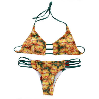 

Reversible Pineapple Print String Bikini Set