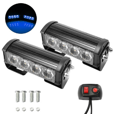 

2PCS 7-Flashing Mode 12V 4 LED Strobe Flash Grille Light Warning Hazard Emergency Lamp Car Truck Waterproof