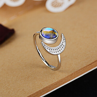 

Moonstone Rings For Women 925 Silver Filled White Zircon Rainbow Opal Ring Female Stackable Thin Ring Wedding Bands Beauty