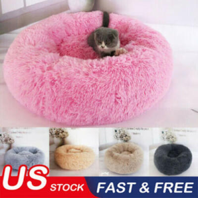 

Pet Dog Cat Calming Bed Round Nest Warm Soft Plush Comfortable for Sleeping