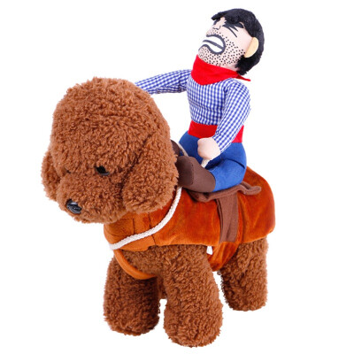 

2017 Lovely Riding Horse Dog Costume with Cowboy Hat Dog Pet Cat Funny Golden Retriever Halloween Party Custome Clothes