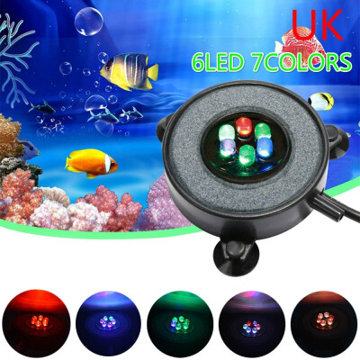 

6LED RGB 7Colors Changing Fish Tank Air Stone Aquarium Submersible Bubble Light UK