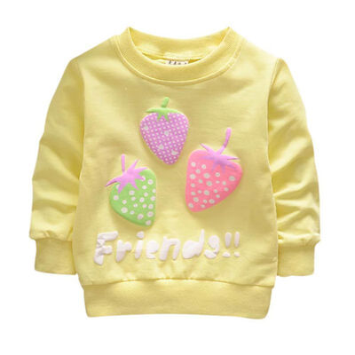 

2019 New Baby cotton Tops autumn Winter Small children round necked strawberry hedging Kids long sleeves hot sale