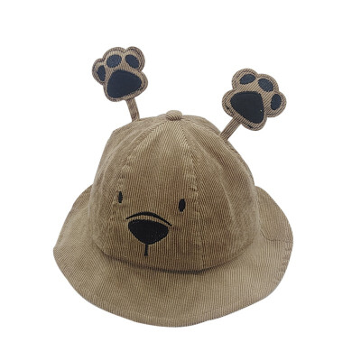 

Autumn Baby Boys Girls Toddler Cartoon Animal Print Bucket Hats With Ear Design Caps Reversible Sun Headwear