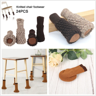 

24PCS Chair Leg Socks Knit Non-Slip Table Floor Protector Furniture Feet Cover