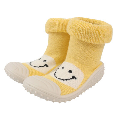 

Baby Socks With Rubber Soles smile face baby shoes Toddler Indoor Sock steps Anti-slip Leather kids Floor Socks Baby Step Socks