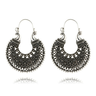 

1 Pair Fashion Tribal Indian Spiral Drop Earring Weight Charming Flower Vintage Hoop Ear Piercing Jewelry