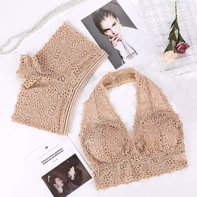

Hot Lace Sexy Wire Free Halter Bra Set Push Up Bralette Lingerie Women 2 piece Underwear Set Solid Color Bras&Panties Set