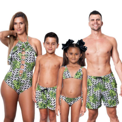 

Family Matching Swimwear Mother Daughter Women Men Kids Floral One piece Bikini