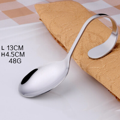 

Toponeto Stainless Steel Curved Handle art Fork Salad Round Spoon Tip Spoon Soup Spoon