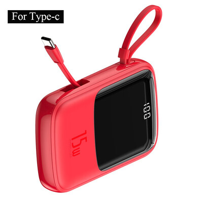 

Baseus 10000mAh Power Bank for iphone huawei xiaomi With Fast Charger Powerbank Built in USB Cable