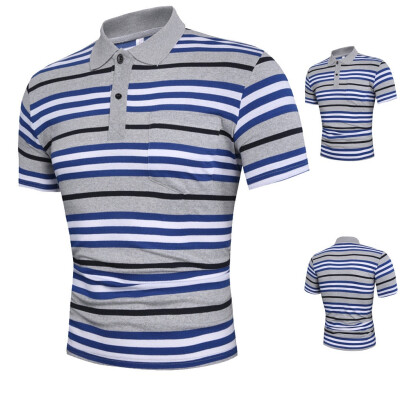 

Toponeto Mens Summer Slim Fit Turn-down Collar Shirt Short Sleeve Pocket Top Blouse