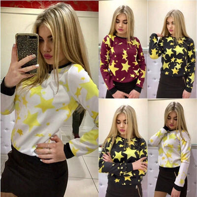 

Fashion Women Casual Long Sleeve Star Hoodie Sweatshirt Jumper Hooded Pullover