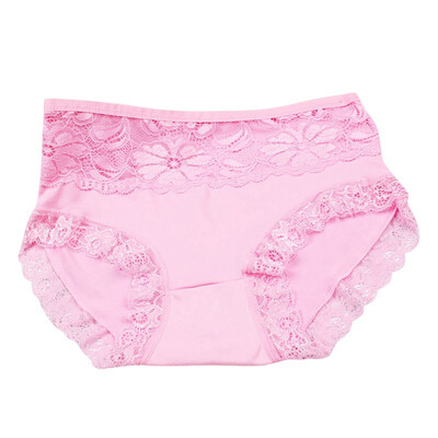 

Women Abdominal Panties Seamless Sexy Stretch Mid Waist Breathable Lace Hollow Briefs