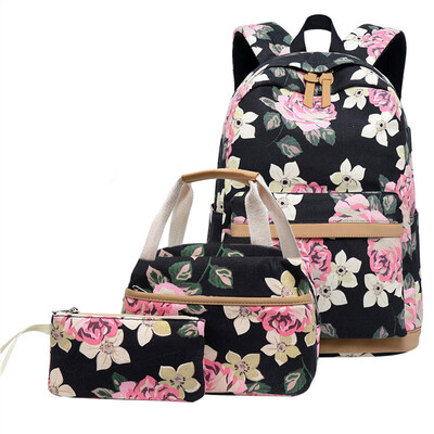 

Tailored Girls Floral School Backpack Cute Daypack Bookbag Lunch Bag Purse 3 Piece Set