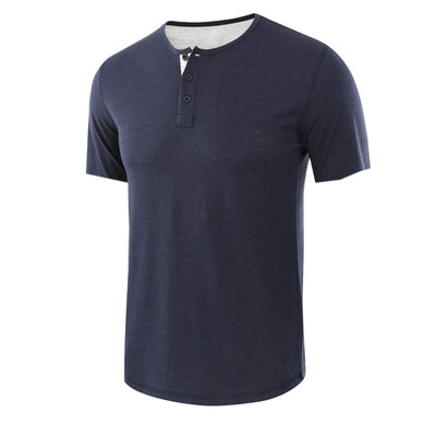 

Toponeto Fashion Mens Baggy Solid Short Sleeve Button O-Neck T Shirts Tops Blouses