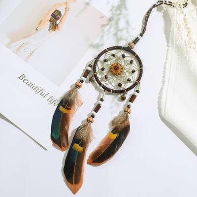 

Feather Crafts Dream Catcher Wind Chimes Handmade Dreamcatcher Net With Feather for Wall Hanging Car Home Decor