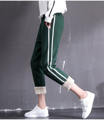 

Winter 2018 velvet pant thickened athletic pants small legs harem trousers warm warm pants female
