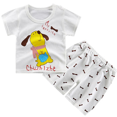 

Summer Children Baby Girls Casual Cartoon Pattern Short Sleeve Tops T-shirtShorts Suits Costume Set