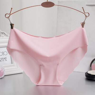 

Women Underwear Sexy Lingerie Low-Rise Briefs Ice Silk Seamless Wavy Edge Breathable Panties Solid Color Plus Size Briefs New