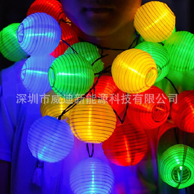 

20LED waterproof nylon fabric lantern solar light string wedding holiday festive Christmas decoration light string factory