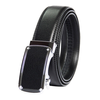 

BPSTAR Mens Automatic Buckle Genuine Leather Mens Ratchet Holeless Belt Business High Quality Mens Real Belt for Pants