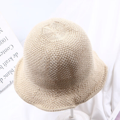 

Korean folding sunscreen fisherman basin hat childrens hat spring&summer solid color curly edge shading knitted gift hat