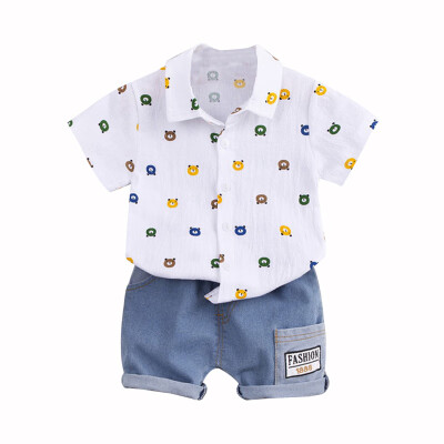 

baby clothes Summer Baby Boys Clothes Casual Short Sleeve Cartoon Animal Print T-shirt TopsShorts 2pcs kids clothes