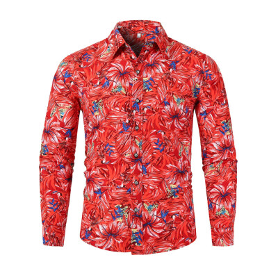 

Tailored Mens Autumn Winter Casual Slim Printed Long Sleeve Shirts Top Beach Blouse