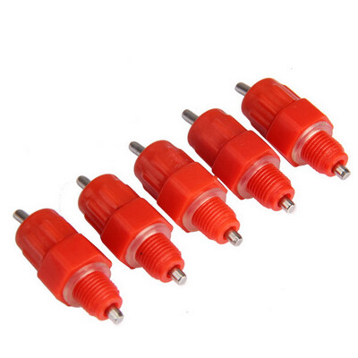 

5pcs Water Nipple Chicken Drinker Stainless Steel Ball Red Portable Feeder Poultry Supplies