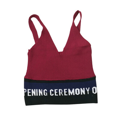

Women Crop Top Letter Print Summer Top Women Camisole Sexy Sleeveless Slim Low Chest V Neck Roupas Femininas