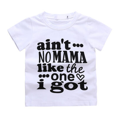 

Summer Kids Girl Boy Letter Print Short Sleeve T-shirt Tops Cotton Children Cool Casual Clothes