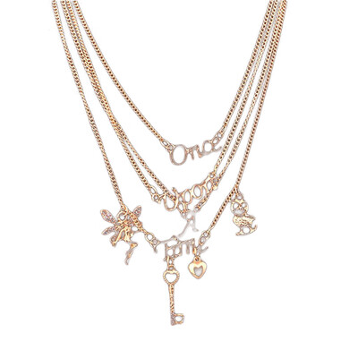 

Key Necklace Angel Letter Multilayer Short Paragraph Clavicle Chain