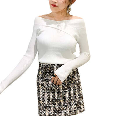 

Bottoming Sweater Women New Autumn Winter Sweet Loose Neckline Slim Solid Color Knitted Long Sleeve Casual Shirts Sweater