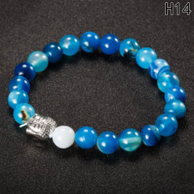 

Fashion Women Men Vintage Natural Stone Beads Bangle Sliver Gold Buddha Bracelets