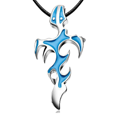 

Flame Cross Pendant Necklace Black Leather Rope Evil Sword Clavicle Chain Necklaces for Men Women Couple Jewelry