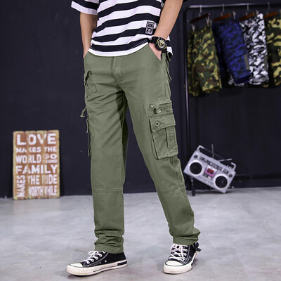

Gobestart Mens Cool Summer Hot Leisure Pants Multi-Pocket Spring Overalls